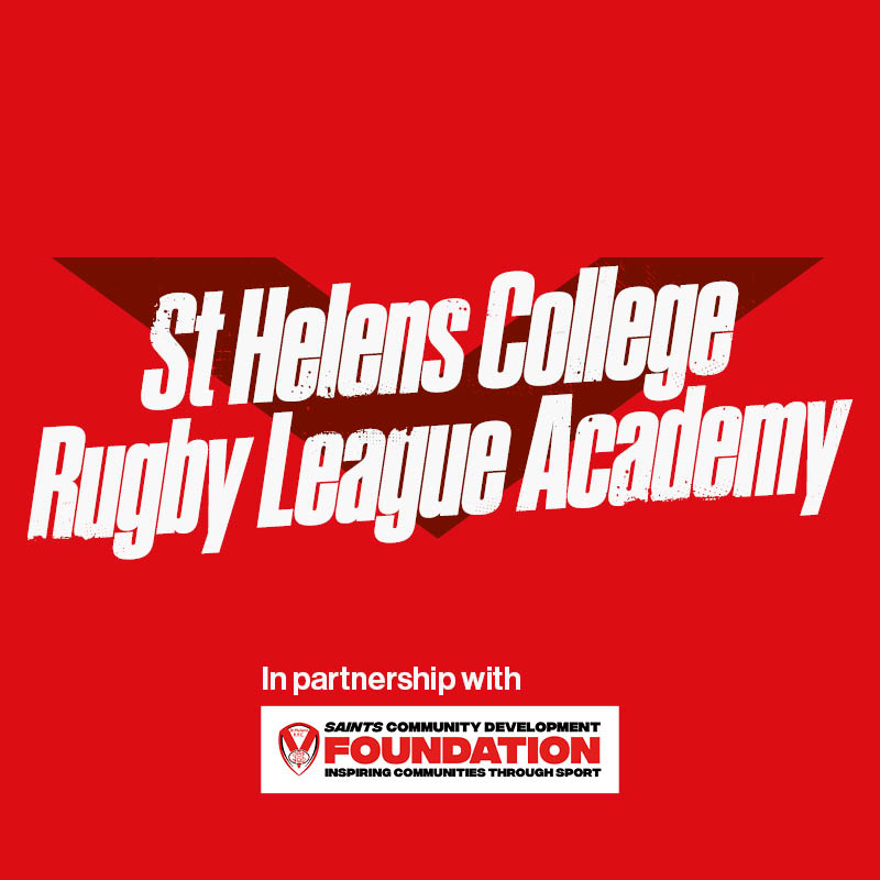 Header image with text saying St Helens College Rugby League Academy