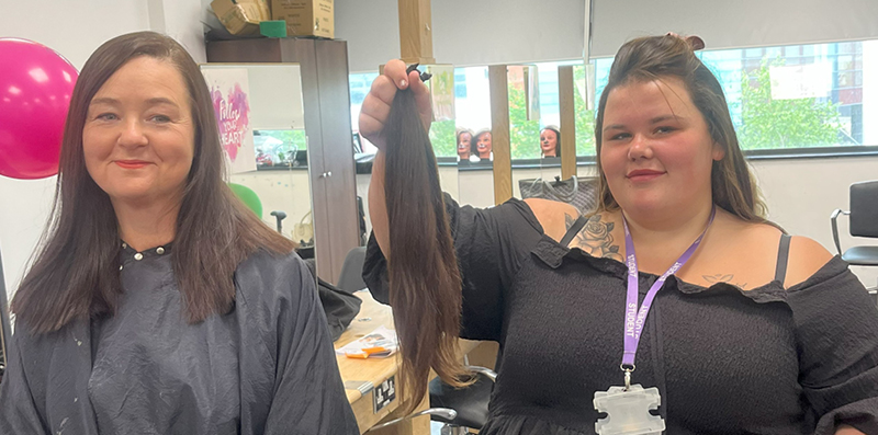 Picture of our student Jodie with Nicky after having her hair cut