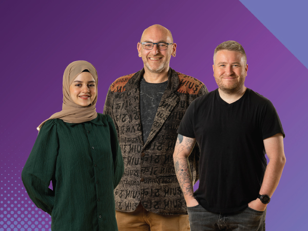 Image showing our three student successes from the front of our latest adult course guide
